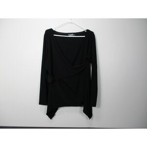 Sympli black faux Wrap Layered Shark Bite Lagenlook Tunic top size 10